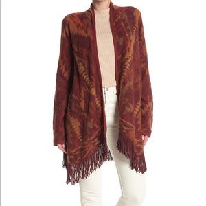 Lucky Brand Tribal/Boho Chic Fringe Cardigan